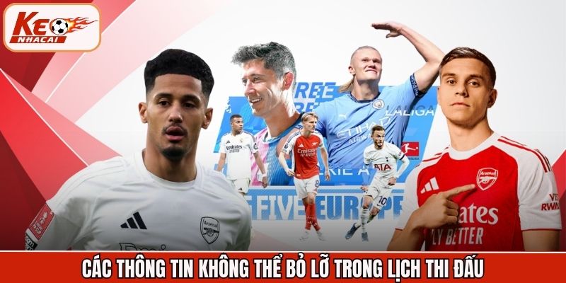 Các thông tin không thể bỏ lỡ trong lịch thi đấu
